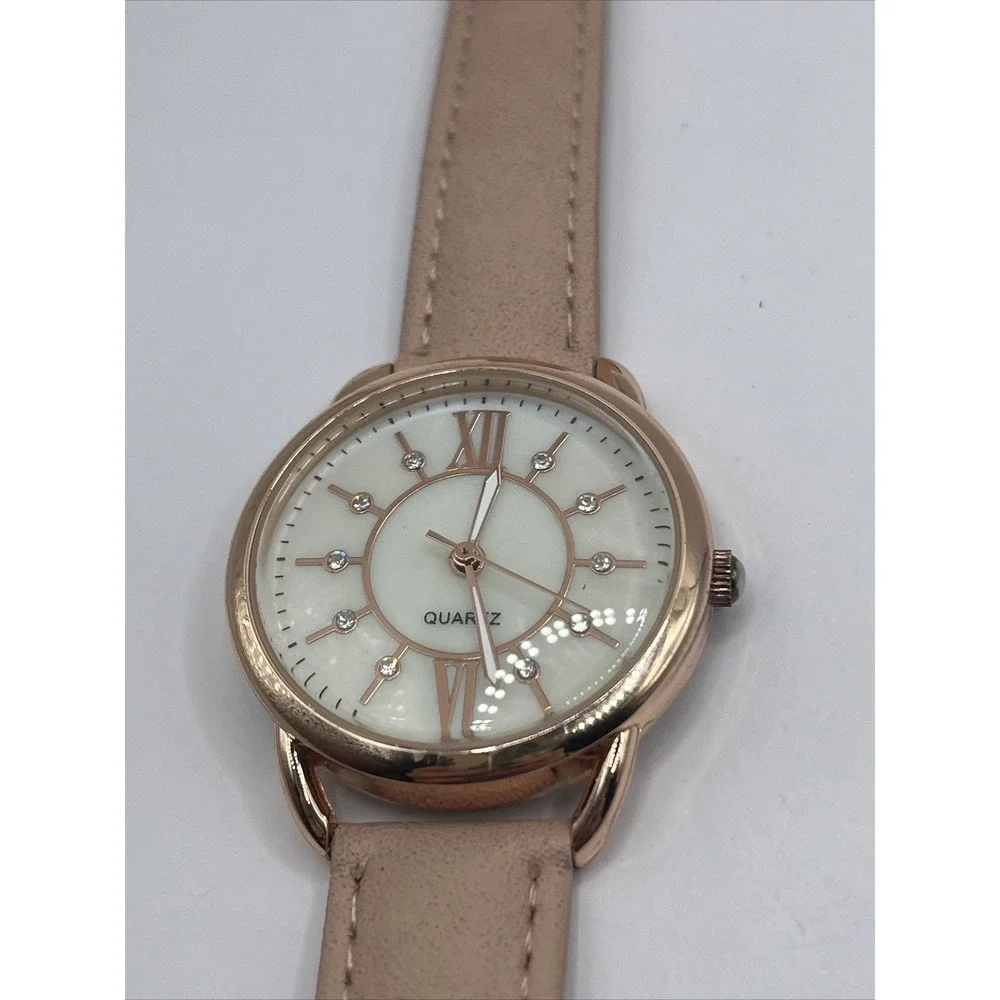 Accutime Women's Quartz Watch Rose Gold Case Pink Band-‎ New Battery